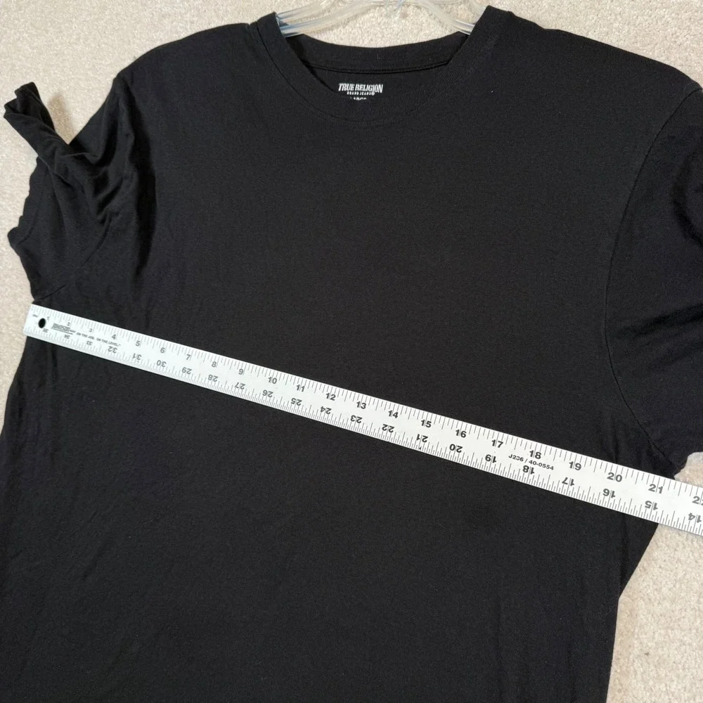 True‎ Religion Mens Large Black Gold Logo T Shirt Cotton Crew Neck Casual